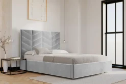 Łóżko tapicerowane popielate VIVIANE CORTO 140x200 cm