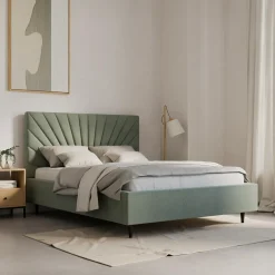 Łóżko tapicerowane zielone FELICIA ALTO 160x200 cm