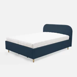 Łóżko welurowe granatowe SANTADI 140x200 cm
