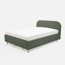 Łóżko welurowe oliwkowe SANTADI 140x200 cm