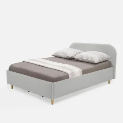 Łóżko welurowe szare SANTADI 140x200 cm