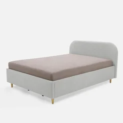 Łóżko welurowe szare SANTADI 140x200 cm