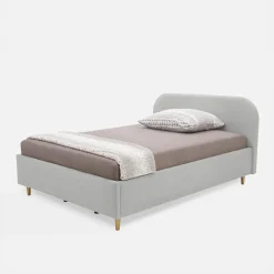 Łóżko welurowe szare SANTADI 90x200 cm