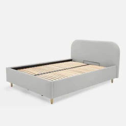 Łóżko welurowe szare SANTADI 180x200 cm