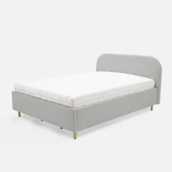 Łóżko welurowe szare SANTADI 180x200 cm