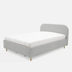 Łóżko welurowe szare SANTADI 120x200 cm