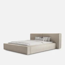 Łóżko welurowe, z tapicerowanym wezgłowiem, 140x200 cm