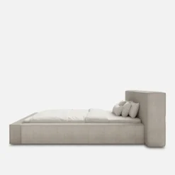 Łóżko welurowe, z tapicerowanym wezgłowiem, 140x200 cm