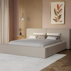 Łóżko welurowe, z tapicerowanym wezgłowiem, 140x200 cm