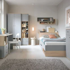 Łóżko z szufladą i półkami ORO 120x200