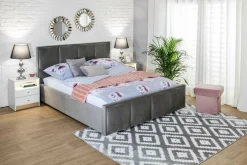 Łóżko ze stelażem i pojemnikiem szare FABRIZZIO SQUERE P 180x200 cm