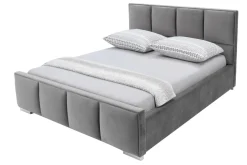 Łóżko ze stelażem i pojemnikiem szare FABRIZZIO SQUERE P 140x200 cm