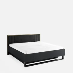 Łóżko ze stelażem i pojemnikiem czarne MOND 160x200