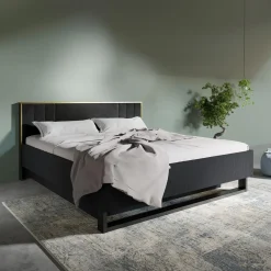 Łóżko ze stelażem i pojemnikiem czarne MOND 160x200