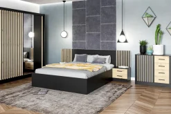Łóżko ze stelażem i pojemnikiem LAMELLO 160x200 cm