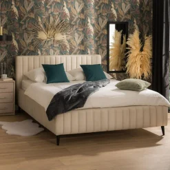 Łóżko ze stelażem krem MAGGIE FULL 140x200 cm