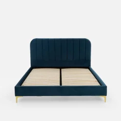 Łóżko ze stelażem niebieskie KENAQ 160x200 cm