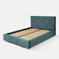 Łóżko ze stelażem niebieskie ORLENA 140x200 cm