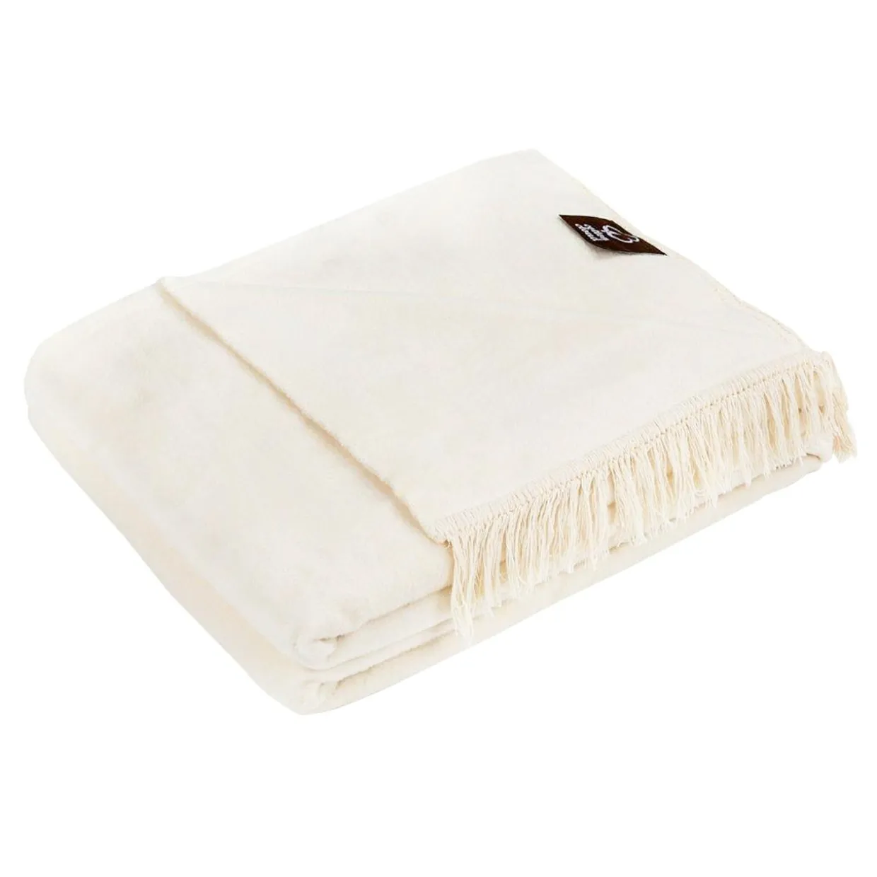 Koc bawełniano-akrylowy ECRU 150x200 cm