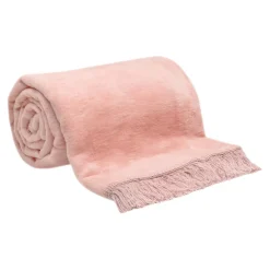 Koc bawełniano-akrylowy RÓŻOWY 150x200 cm
