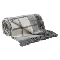 Koc bawełniano-akrylowy w kratę 150x200 cm