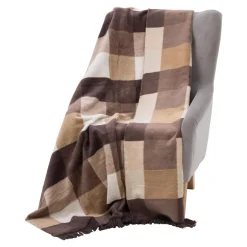 Koc bawełniano-akrylowy w kratę 150x200 cm