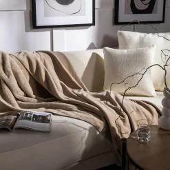 Koc dwustronny beżowy ELLEN 150x200 cm