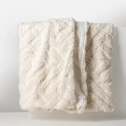 Koc geometryczny ecru DREAMY 150x200 cm