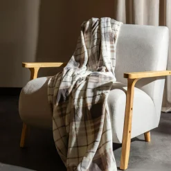 Koc w szkocką kratę beżowy TYLOR 150x200 cm