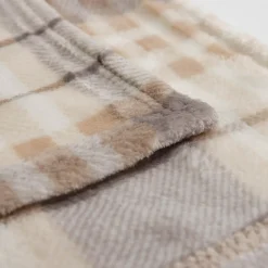 Koc w szkocką kratę beżowy TYLOR 150x200 cm