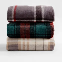 Koc w szkocką kratę beżowy TYLOR 150x200 cm