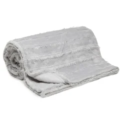 Koc z frędzlami jasnoszary ASHA 130x160 cm