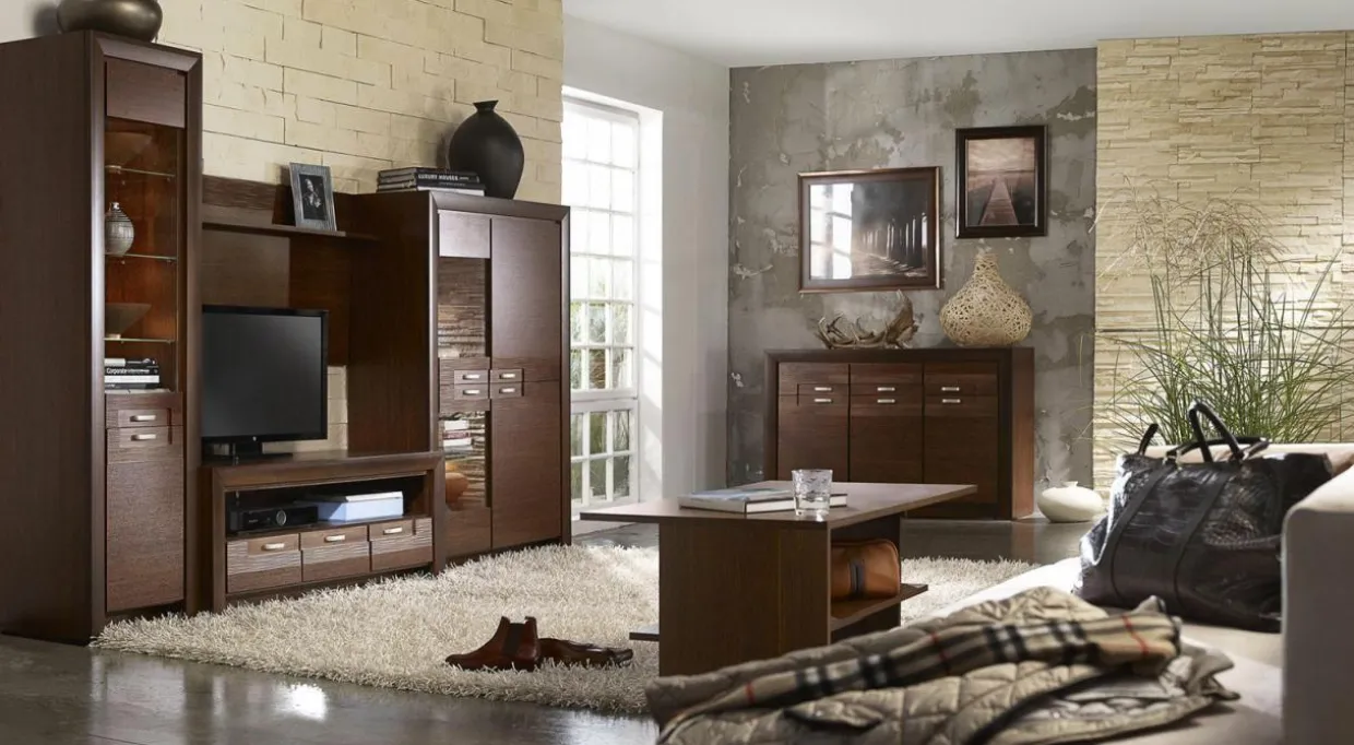 Komoda ciemny brąz szeroka trzydrzwiowa PARIS