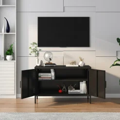 Komoda 2-drzwiowa grafitowo-czarna SOLANS