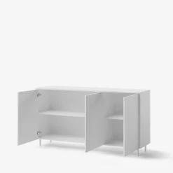 Komoda 3-drzwiowa MILA na metalowych nóżkach biała