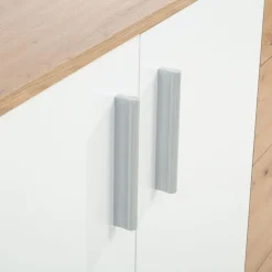 Komoda 3-drzwiowa z 4 szufladami IKOLI biała dąb artisan