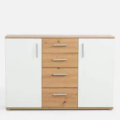 Komoda 2-drzwiowa, z 4 szufladami IKOLI biała