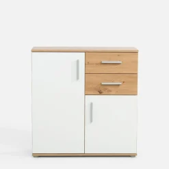 Komoda 2-drzwiowa z szufladami IKOLI biała