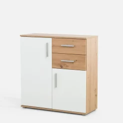 Komoda 2-drzwiowa z szufladami IKOLI biała