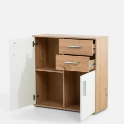 Komoda 2-drzwiowa z szufladami IKOLI biała