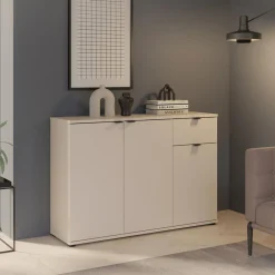 Komoda 3-drzwiowa z szufladą GANYMEDE jasny beż