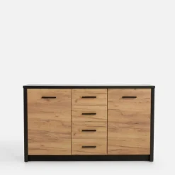 Komoda MALI 2D4S dąb craft/czarny