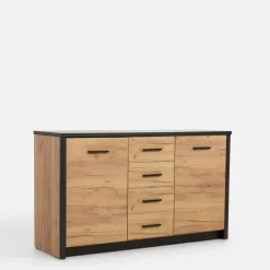 Komoda MALI 2D4S dąb craft/czarny