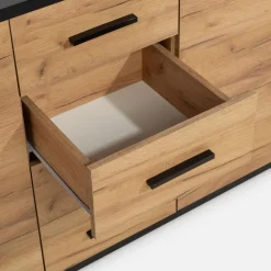 Komoda MALI 2D4S dąb craft/czarny