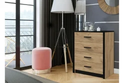 Komoda MALI 4S dąb craft/czarny