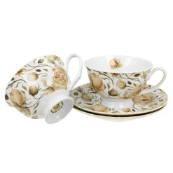 Komplet 2 filiżanek ze spodkami ROYAL ENGLISH ROSES WHITE 250 ml