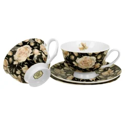 Komplet 2 filiżanek ze spodkami ROYAL ENGLISH ROSES BLACK 250 ml