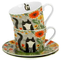 Komplet 2 filiżanek ze spodkami KOCI ŚWIAT ŁĄKA 230 ml