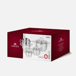 Komplet 4 garnków ze stali nierdzewnej SIMPLE 9 el.