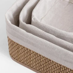 Komplet 3 koszy bambusowych białych
